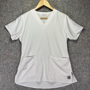 Carhartt Force Womens‎ S White Scrub Top Modern Fit Durable Comfortable Medical